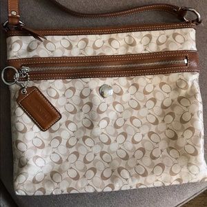 Used Coach Toffee Signature Crossbody Bag